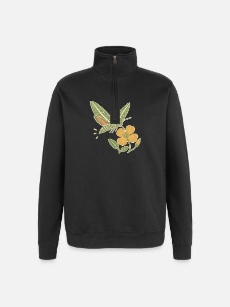 Liner Hawkmoth & Evening Primrose - Quarter-Zip Sweatshirt - black