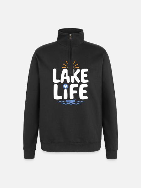 Lake Life Sunrise Badge - Quarter-Zip Sweatshirt - black