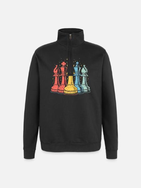 Aspect comique des pièces d’échecs - Sweat à zip 1/4 - noir