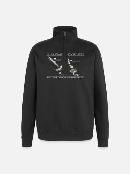 Sausage stick Field Guide Grill Art - Quarter-Zip Sweatshirt - black