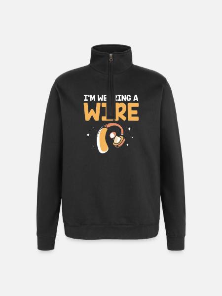 Deaf Deaf Deaf Sign Language - Quarter-Zip Sweatshirt - black