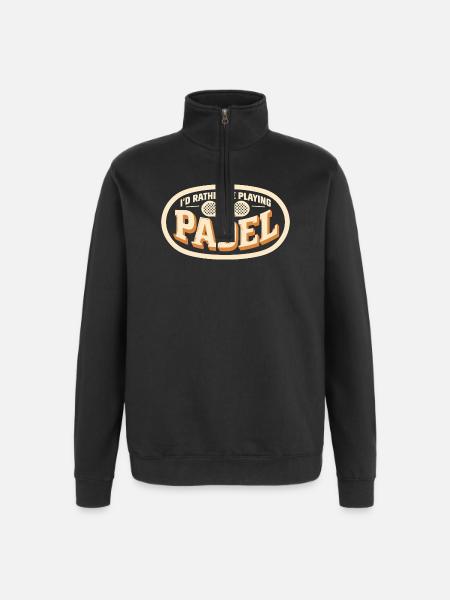 Padel Tennis Retro Spruch Geschenk - Quarter-Zip-Sweatshirt - Schwarz