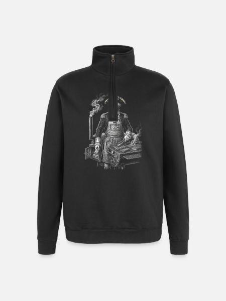 George Washington Grilling BBQ - Quarter-Zip Sweatshirt - black
