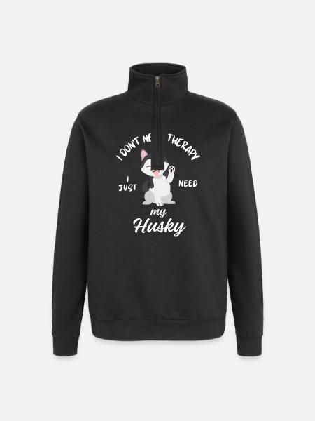 Husky Therapy Dog - Quarter-Zip Sweatshirt - black