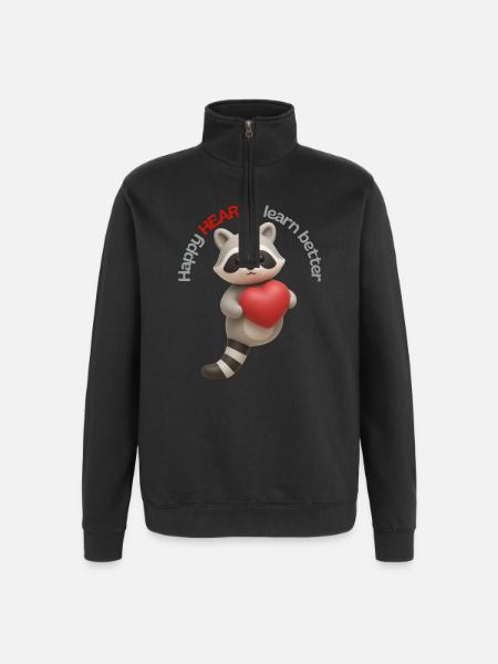 Happy Hearts learn better - Quarter-Zip-Sweatshirt - Schwarz