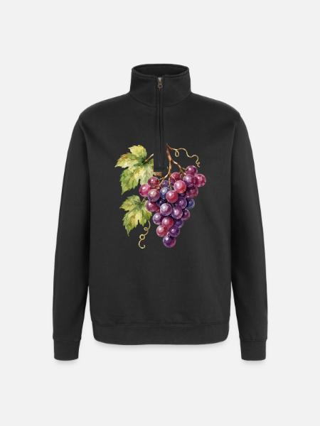 Aquarellweintrauben Cluster - Quarter-Zip-Sweatshirt - Schwarz