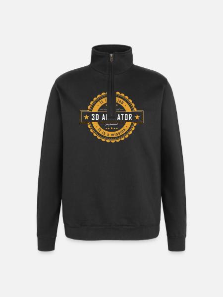 3D Animator - Job Title & Design - Quarter-Zip Sweatshirt - black