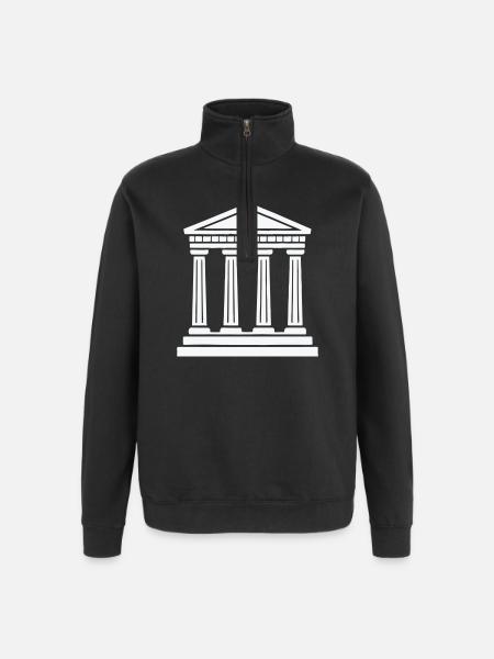 Classic Temple Pillars Silhouette - Quarter-Zip Sweatshirt - black