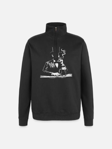 Abraham Lincoln smoking cigar - Quarter-Zip Sweatshirt - black