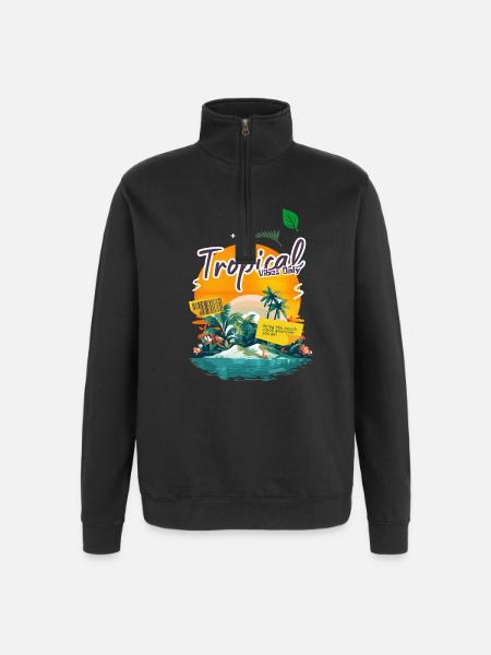 Tropical Island Vibrations - Quarter-Zip Sweatshirt - black