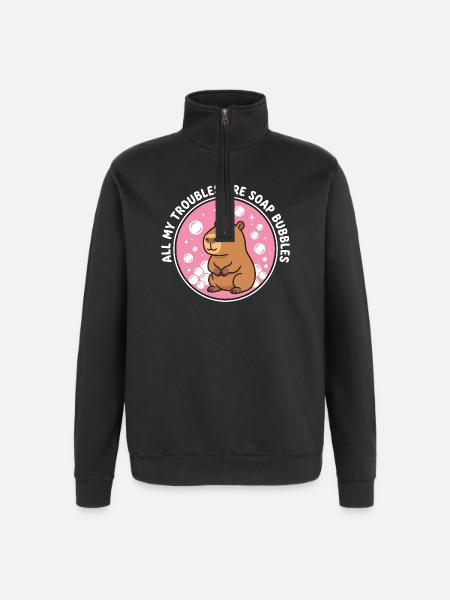 All My Troubles Are Soap Bubbles - Quarter-Zip-Sweatshirt - Schwarz