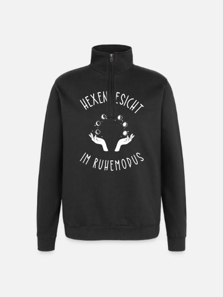 Halloween Hexengesicht im Ruhemodus - Quarter-Zip-Sweatshirt - Schwarz