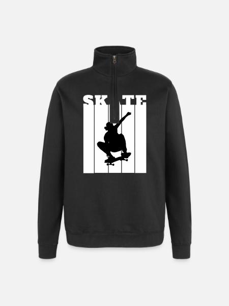 Skateboard Silhouette Skater Gift Cool Shirt - Quarter-Zip Sweatshirt - black