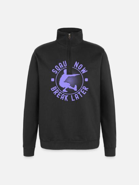 Fitness Fanatics Squat Now Break Later - Quarter-Zip Sweatshirt - black