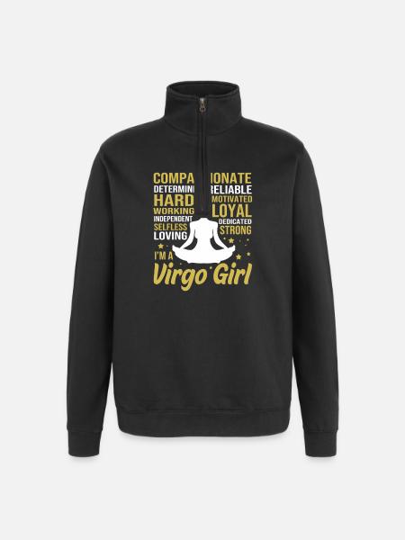 Sternzeichen Jungfrau - Quarter-Zip-Sweatshirt - Schwarz