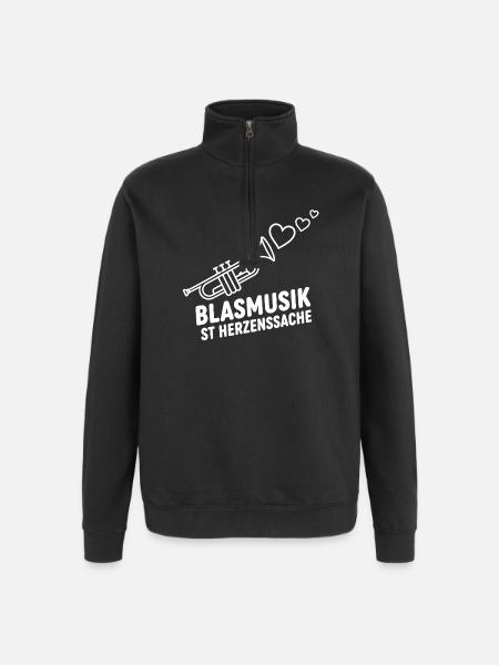 Blasmusik Herzensache – Trompete Musikant Design - Quarter-Zip-Sweatshirt - Schwarz