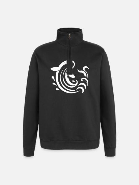 Springender Wal Silhouette Meeresmotiv - Quarter-Zip-Sweatshirt - Schwarz