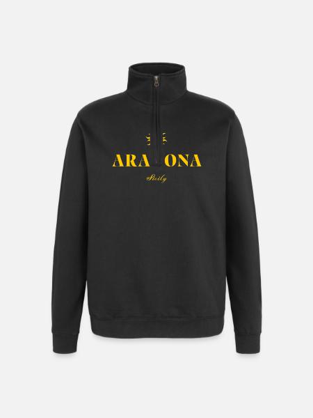 Aragona Sicily Sun Logo - Quarter-Zip Sweatshirt - black