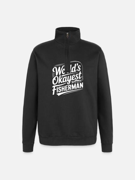 World's Okayest Fisherman - Quarter-Zip Sweatshirt - black