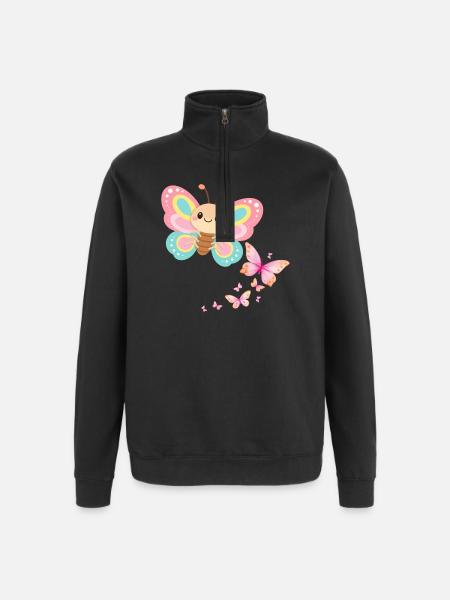 Pastellschmetterling Motiv - Quarter-Zip-Sweatshirt - Schwarz