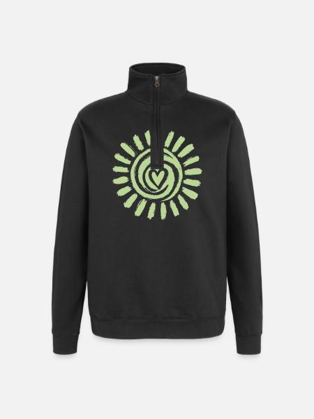 Sun Spiral Heart Green - Quarter-Zip Sweatshirt - black