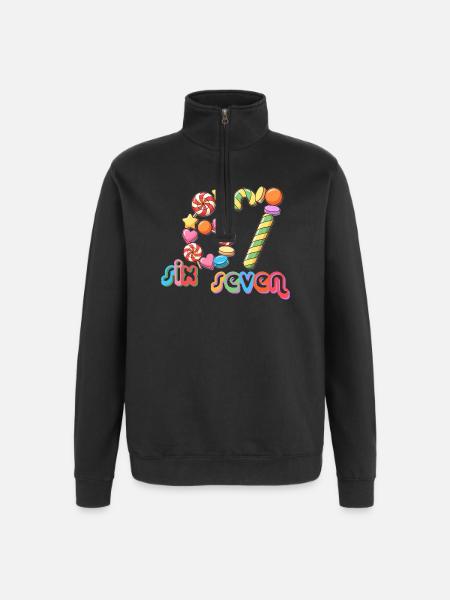 67 meme Candy Carousel Whimsy - Quarter-Zip Sweatshirt - black