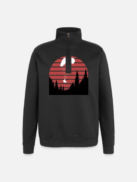 Gleitschirm_uber_Wald - Quarter-Zip-Sweatshirt - Schwarz