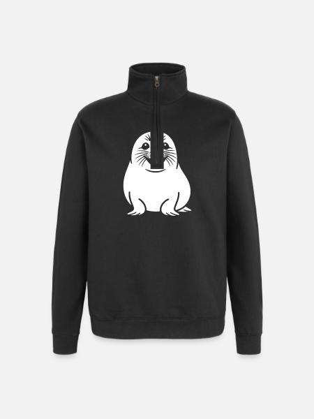 Cute seal silhouette - Quarter-Zip Sweatshirt - black