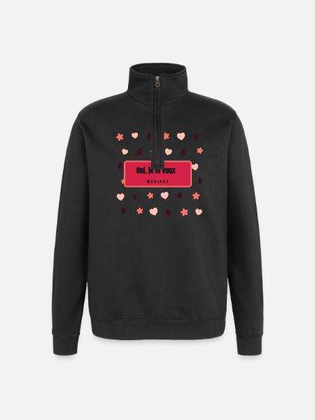  je le veux Mariage - Sweat à zip 1/4 - noir