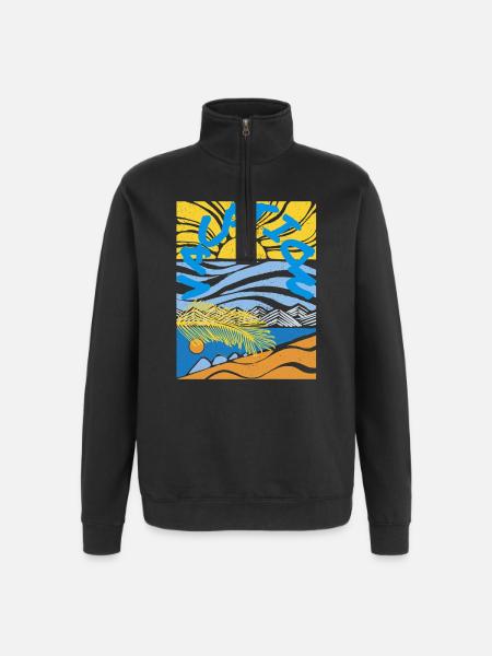 Feriesol Havsand Vintage-stil - Sweatshirt med 1/4 lynlås - sort