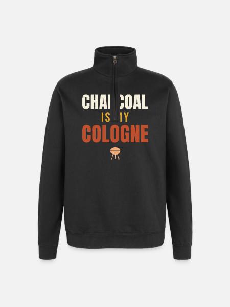 Charcoal Is My Cologne BBQ - Quarter-Zip Sweatshirt - black