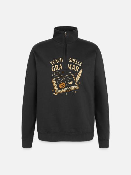 Teacher Grammar Halloween - Quarter-Zip Sweatshirt - black