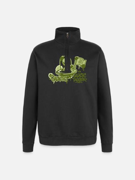 Alien Ufo Graffiti Graphic - Quarter-Zip Sweatshirt - black