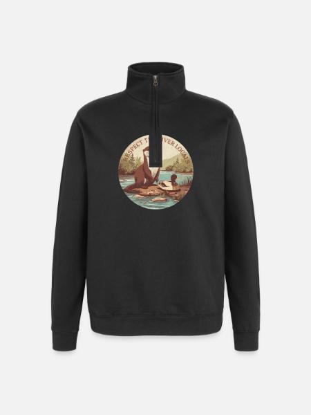 Respect The River Locals Otter Nature - Quarter-Zip Sweatshirt - black