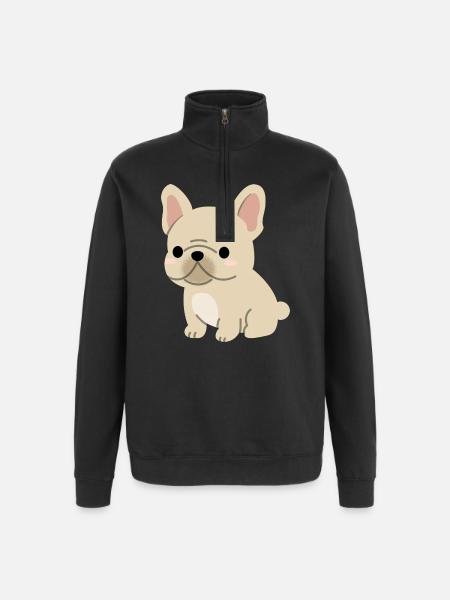 Charming French Bulldog Illustration - Quarter-Zip Sweatshirt - black
