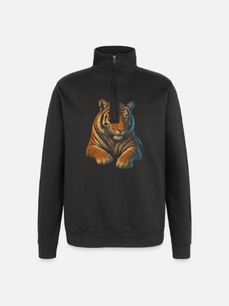 Tiger - Quarter-Zip Sweatshirt - black