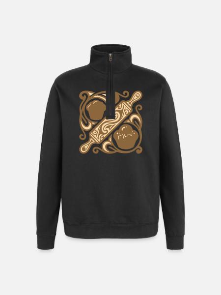 Rolling Pin Baking Graphic - Quarter-Zip Sweatshirt - black