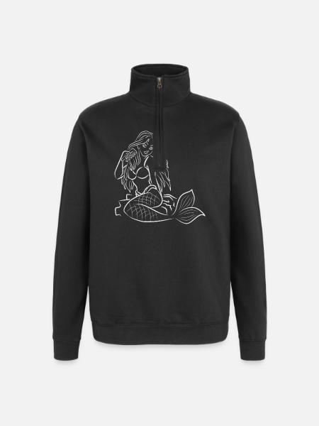Mermaid sitting - Quarter-Zip Sweatshirt - black