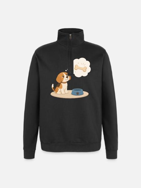 Le Beagle rêve d’un os - Sweat à zip 1/4 - noir