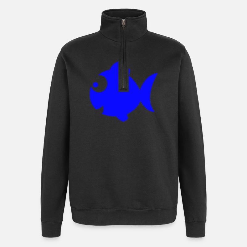 Fisch - Quarter-Zip-Sweatshirt - Schwarz