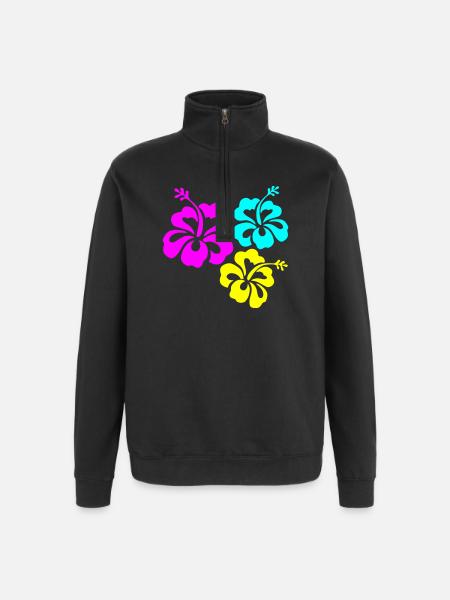 Hibiskus Hibiskusblüte hibiscus - Quarter-Zip Sweatshirt - black