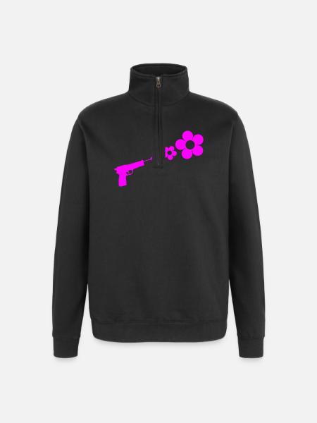flowergun_1 - Quarter-Zip-Sweatshirt - Schwarz