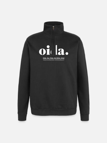 Oida Design Geschenkidee - Quarter-Zip-Sweatshirt - Schwarz