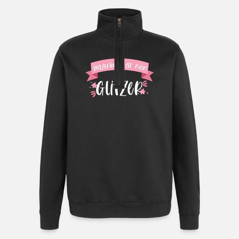 Katze Haustier Katzenhaar Glitzer Geschenk - Quarter-Zip-Sweatshirt - Schwarz
