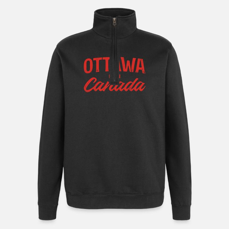 Ottawa Canada Retro Script Rouge - Sweat à zip 1/4 - noir