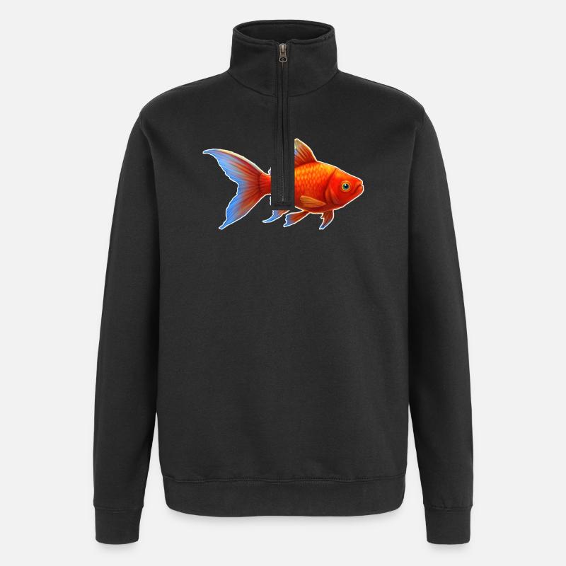 Goldfisch Nr.4 - Quarter-Zip-Sweatshirt - Schwarz