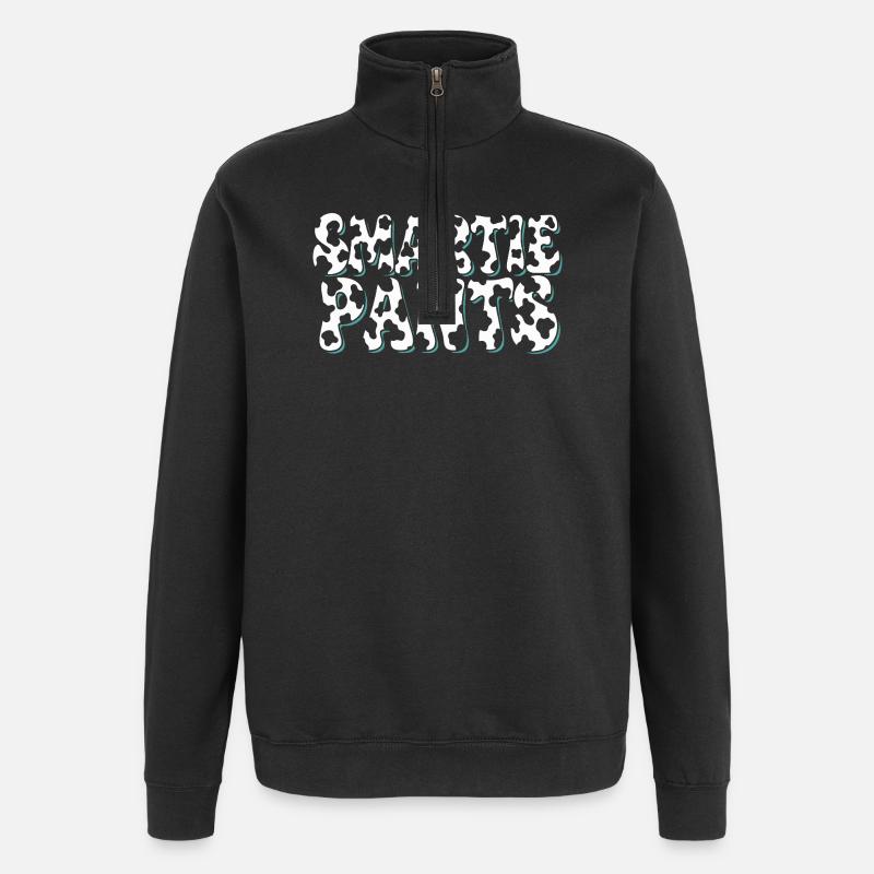 Blasen-Graffiti mit Türkis-Außenlinie - Quarter-Zip-Sweatshirt - Schwarz