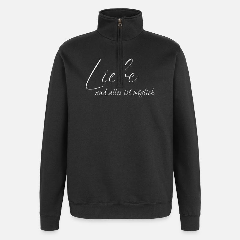 L’amour et tout est possible - Sweat à zip 1/4 - noir