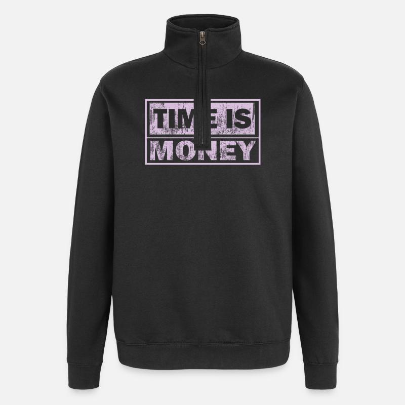 Time is money Neon panel - Quarter-Zip Sweatshirt - black