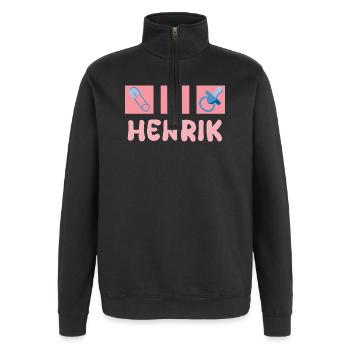 Geschenk für Henrik - Quarter-Zip-Sweatshirt - Schwarz - Vorne - AI Model Female 172 light (172cm) & AI Model Male 178 dark (178cm)